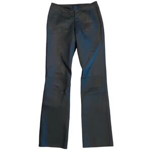 Frenchi Lamb Skin Black Leather Pants Zip Front Women's Size 5